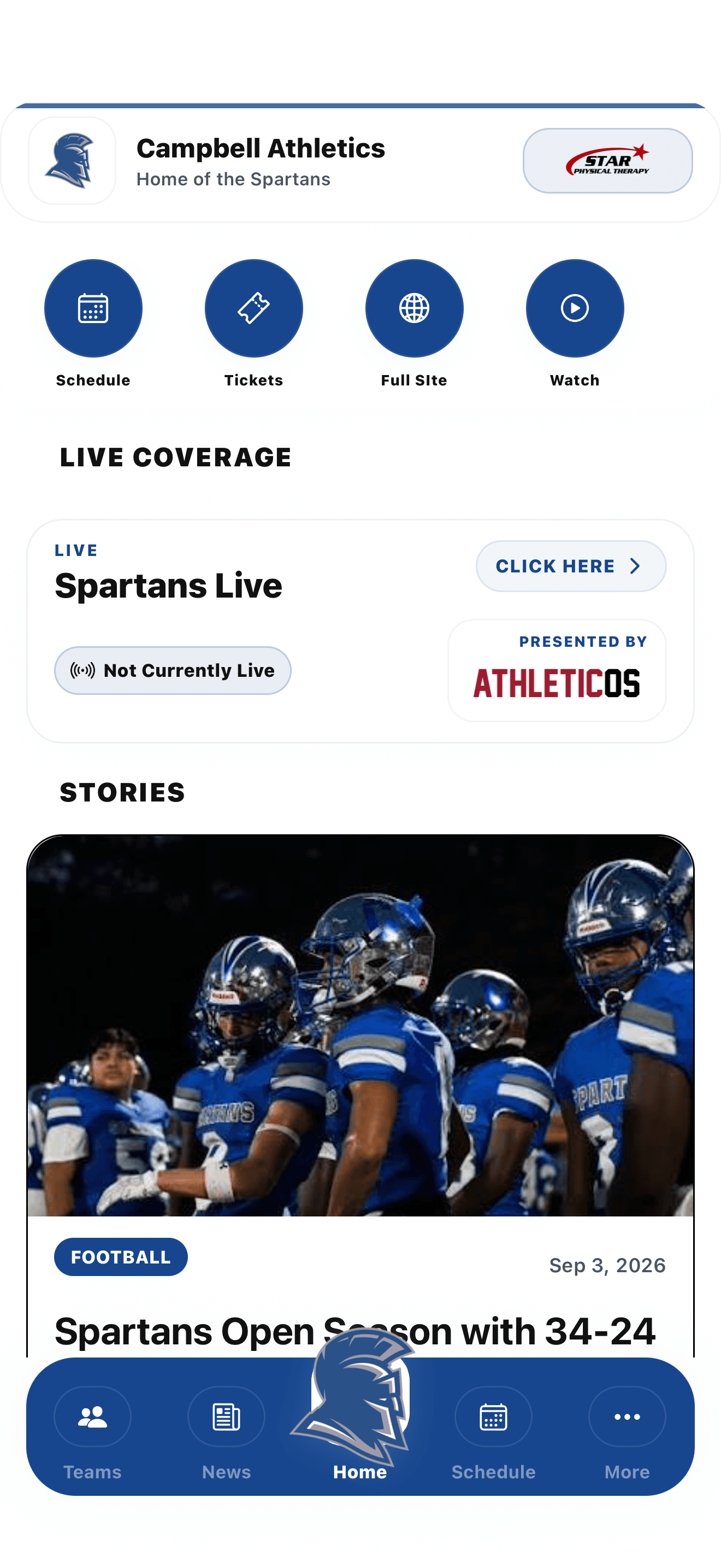 AthleticOS app home screen screenshot